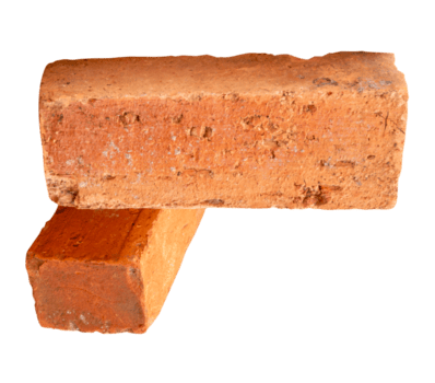 A stack of two old red or orange bricks isolated with clipping path in file format png