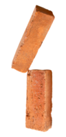 cracked old red or orange bricks in stack isolated with clipping path in file format png