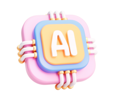 3D AI Processor Chip Icon in Pastel Color for Technology, Innovation, and App Interface Design png
