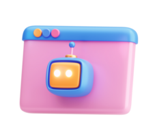 3D AI Chatbot Icon on Web Browser Interface in Cute Cartoon Style png