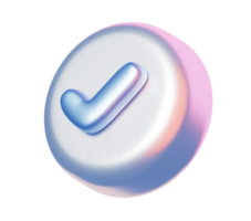 3D Check Mark Icon on Round Pastel Button png