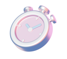 3D Stopwatch Timer Icon in Glossy Pastel Style Representing Time Management, Deadline, and Speed Concept png