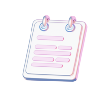 3D Pastel Ring Notebook or Note Page Icon Representing Task List, Memo, or Digital Note-Taking Interface png