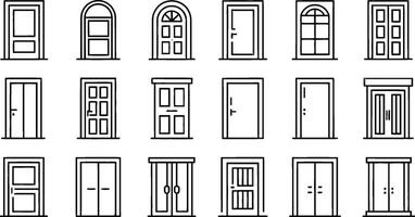 a set of different doors and windows vector