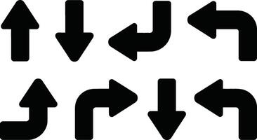 Set of black arrows icons pointing in multiple directions for navigation and design purposes vector