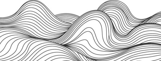 Abstract black and white wavy line pattern depicting dynamic flow and movement vector
