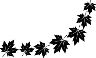 Black and white maple leaf silhouette design forming a curving decorative border element vector