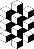 Geometric optical illusion of cubes in black and white creating an abstract pattern vector