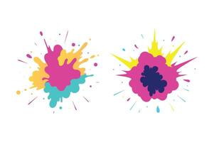 Neon Ink Explosion Captured in High Speed on White Background vector