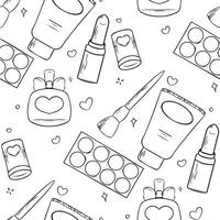 seamless pattern with make up objects item vector