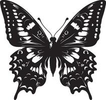 A detailed black and white illustration of a butterfly with intricate wing patterns vector