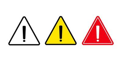 Attention caution danger sign, Exclamation mark sign, Triangular warning symbols icon set vector