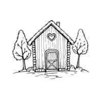 Simple yet charming forest hut with natural elements. Works great as logo design or eco-friendly brand assets. png