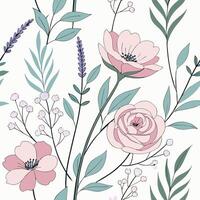 layered floral seamless pattern with subtle gradients vector