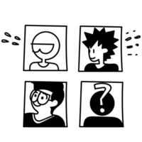 four black and white images of people with different facial expressions vector