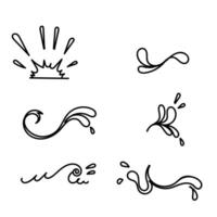 a set of four different hand drawn water waves vector