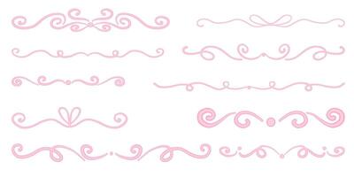 Set of calligraphic flourishes and ornamental dividers in vintage style for decorating text borders invitations greeting cards and certificates vector