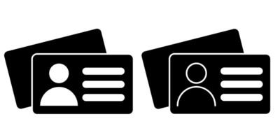 Schematic black and white ID card and driver license icons for identification kits educational materials user profiles and security interface elements vector
