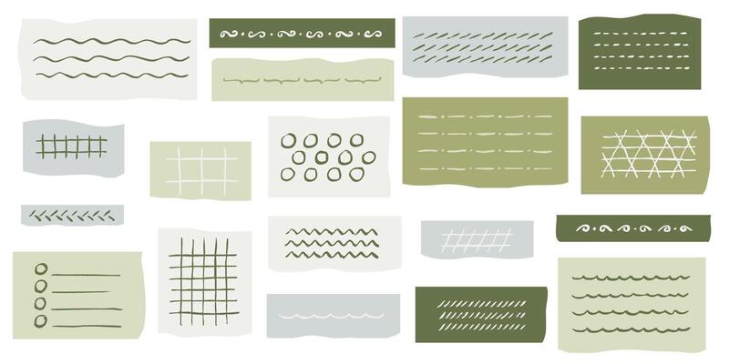 Hand illustrated checked grid and stripe layout for personal notepads and collage backgrounds