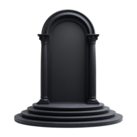 3D Rendered Black Archway with Columns on Steps png