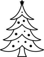 Simple Christmas Tree Line Art with Star and Dots vector