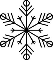 Elegant Circular Snowflake Line Art for Christmas and Winter Designs vector