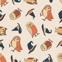 Seamless Pattern of Owl Wizard Hat Background for Fashion Wrapping Print Fabric Surface vector