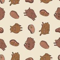 Seamless Pattern of Wild Boar Meat Background for Fashion Wrapping Print Fabric Surface vector