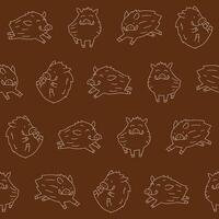 Outline Wild Boar Seamless Pattern Background for Print Fabric Surface Fashion Wrapping vector