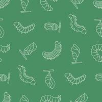 Outline Seamless Pattern of Caterpillar Insect Pupa Background for Fashion Wrapping Print vector