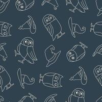 Outline Seamless Pattern of Owl Wizard Hat Background for Fashion Wrapping Print Fabric vector