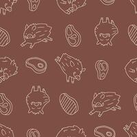 Outline Seamless Pattern of Wild Boar Meat Background for Fashion Wrapping Print Fabric vector