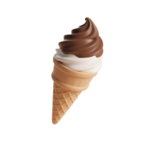 An ice cream cone with chocolate and white frosting png