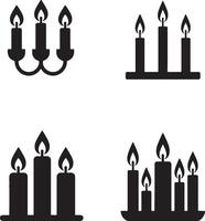 Candlelight set silhouette illustration for celebration,festive,or religious designs vector