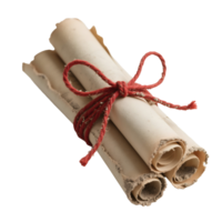 Three rolls of parchment tied with red string png