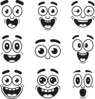 Nice happy cartoon faces expressions set vector