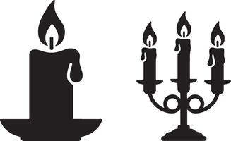 candle and candle icon set vector