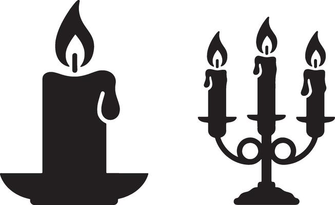 candle and candle icon set