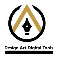 Design Art Digital Tools Logo Creative Pen Nib in Circle vector