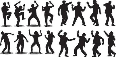 silhouettes of men dancing in various poses vector