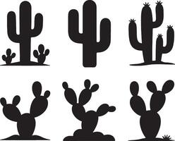 Desert cactus silhouettes set graphic design elements vector