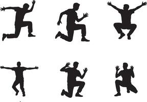 Six silhouettes of men in dynamic poses vector