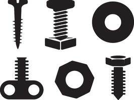 screws and nuts icons set on white background vector