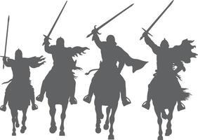 Medieval knights charging into battle on horseback vector