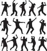 silhouettes of people dancing in various poses vector