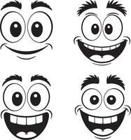 Four cartoon faces showing happy expressions vector