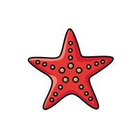 A red starfish with dots on its body vector