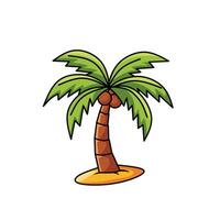 illustration of a tropical palm tree on a small patch of sand. Perfect for summer, beach, island, or vacation themes in fun and relaxed designs vector