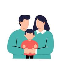 Parents standing together with their child in the center. A symbol of strong family unity and balanced parenting roles vector