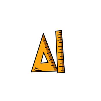 un dibujo de un regla y un triángulo vector